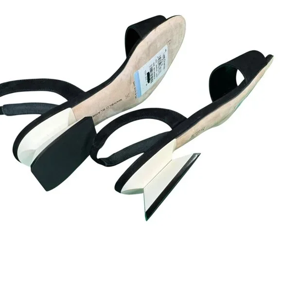 Manolo Blahnik Paclessa Black Suede Slingback Sandals Size 6 NWT